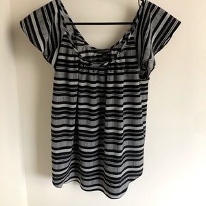 Banana Republic Wide-neck Flutter Sleeve Striped Blouse